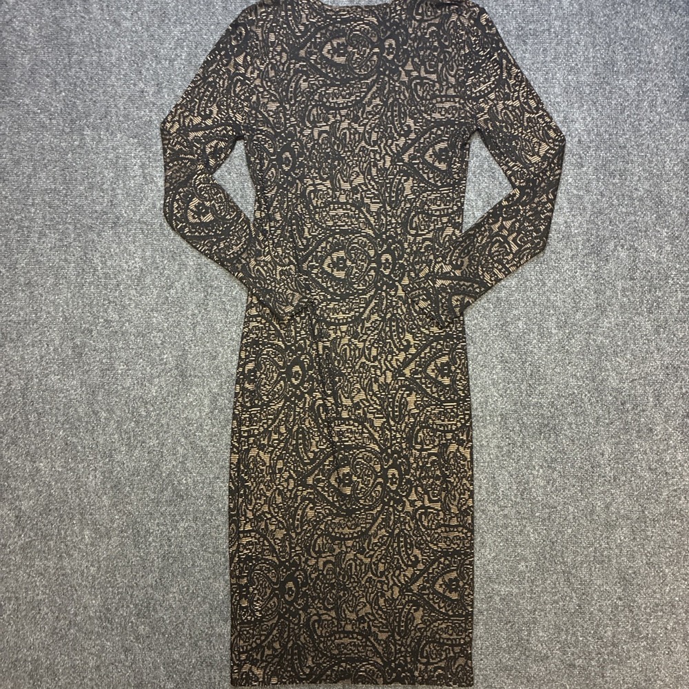 Chelsea Violet Midi Form Fitting Paisley Black Dress Women's Size Medium - Picture 7 of 10